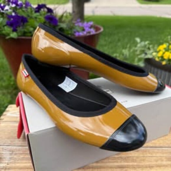 NEW HUNTER ORIGINAL Adorable Mustard & Black Ballet Flats - Size 5 - Picture 2 of 10
